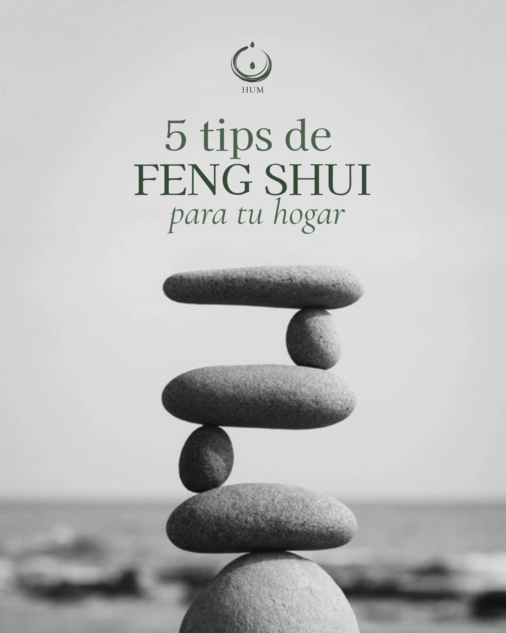 Pieza de contenido: cinco tips de feng shui para el hogar, sobre una pila de piedras en equilibrio